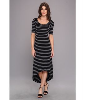 LAmade Elbow Sleeve Stripe Maxi Dress Womens Dress (Gray)