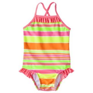 Circo Infant Toddler Girls Stripe 1 Piece Swimsuit   Rainbow 12 M