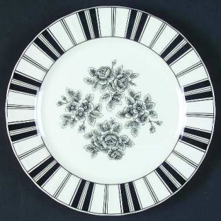 Waverly Wve1 Salad Plate, Fine China Dinnerware   Garden Room,Black Floral&Vine,
