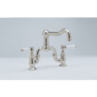 Rohl A1420LMPN 2 Country Deck Mounted Country Kitchen Bridge Faucet, Metal Lever