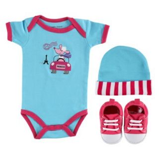 Luvable Friends Newborn Girls Bodysuit, Cap and Bootie Gift Set   Pink 0 6 M