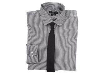 John Varvatos Regular Fit Narrow Stripe Dress Shirt Mens Long Sleeve Button Up (Gray)
