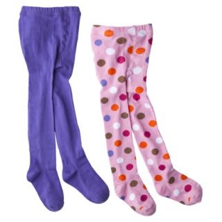 Luvable Friends Infant Toddler Girls 2 Pack Solid/Dot Tights   Purple/Pink 18 