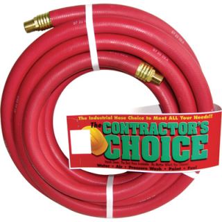 Industrial Red Rubber Hose   3/4in. x 50ft., 1/2in. NPT Fittings, 300 PSI,