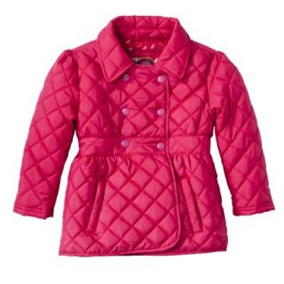 Dollhouse Infant Toddler Girls Quilted Trench Coat   Fuchsia 4T
