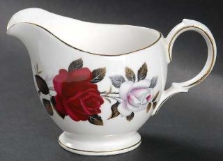 Colclough 7906 Creamer, Fine China Dinnerware   Light Pink/White&Red Roses,Scall
