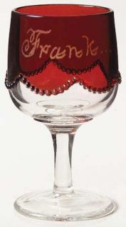 Heisey Beaded Swag Ruby Flash Wine Glass   Stem 1295,Bead & Swag Design,Ruby Fla