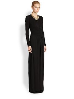 Alexander McQueen Embellished Jersey Gown   Black