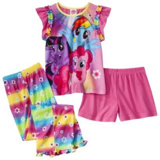 My Little Pony Girls 3 Piece Short Sleeve Pajama Set   Pink 6