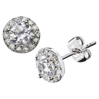 Silver Plated Cubic Zirconia Small Round with Cubic Zirconia Earrings