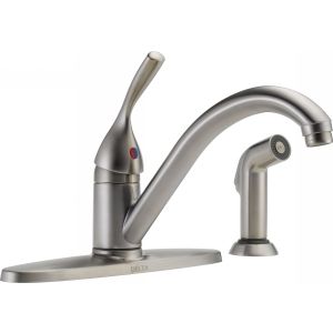 Delta Faucet 400 SS DST Classic Classic Single Handle Kitchen Faucet with Spray