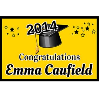 Personalized Graduation Magic Square Vinyl Banner    24 x 36 Inches, Grey, White, Yellow