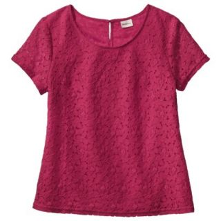 Merona Womens Lace Short Sleeve Top   Established Red   S