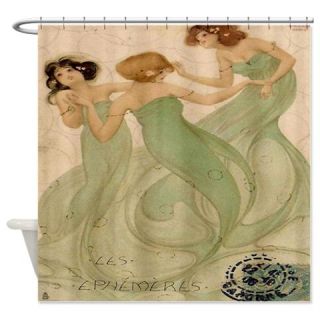  Vintage French Mermaid Shower Curtain  Use code FREECART at Checkout