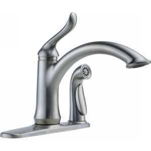 Delta Faucet 3353 AR DST Linden Single Handle Kitchen Faucet With Integral Spray