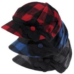 Journee Collection Womens Flower Accent Plaid Newsboy Cap (100 percent polyesterLining 100 percent polyesterOne size fits most)
