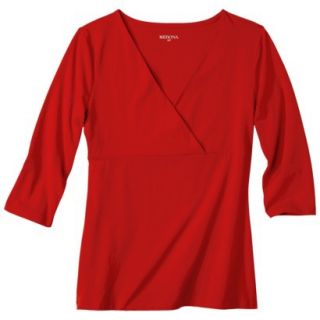 Womens Double Layer 3/4 Sleeve V Tee   Anthem Red   XS