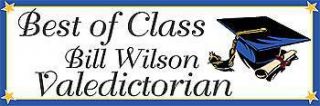 Graduate Personalized Vinyl Banner    72 x 202 Inches, Blue, White, Yellow