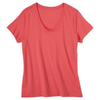 Pure Energy Womens Plus Size Short Sleeve Scoop Neck Tee  Bright Coral 2X