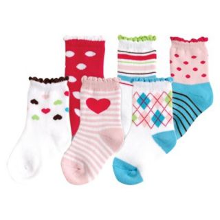 Luvable Friends Infant Girls 6 Pack Cushion Socks   Pink 18 36 M