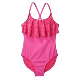 Xhilaration Girls 1 Piece Swimsuit   Pink L
