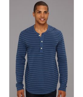 Lucky Brand Striped Double Knit L/S Henley Mens Clothing (Navy)