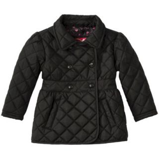 Dollhouse Infant Toddler Girls Quilted Trench Coat   Black 4T