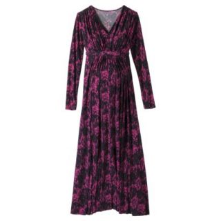 Merona Maternity Long Sleeve Tie Waist Maxi Dress   Purple Print L