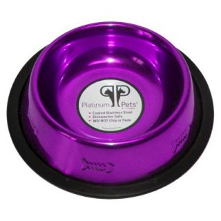 Platinum Pets Stainless Steel Embossed Non Tip Cat Bowl   Purple (1 Cup)