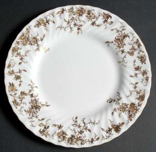 Minton Ancestral Gold Luncheon Plate, Fine China Dinnerware   Gold Floral On Whi