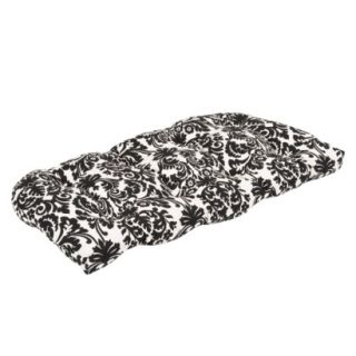 Outdoor Bench/Loveseat/Swing Cushion   Black/White Floral