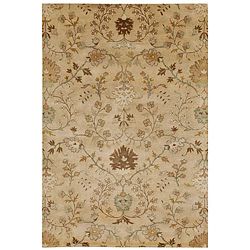 Hand tufted Beige/ Brown Floral Wool Area Rug (2 X 3)