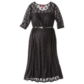 Merona Maternity Elbow Sleeve Lace Overlay Dress   Black M