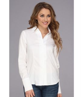 Calvin Klein Solid Long Sleeve Wrinkle Free Button Down Womens Long Sleeve Button Up (White)