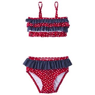 Circo Infant Toddler Girls 2 Piece Ruffle Star Bikini Set   Red Rose 2T