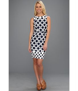 Muse Large Dot Jacquard Fitted Dress Womens Dress (Navy)