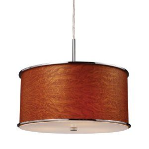 Elk Lighting ELK 20053 3 FABRIQUE FABRIQUE 3 Light DRUM PENDANT AND WOOD GRAIN S