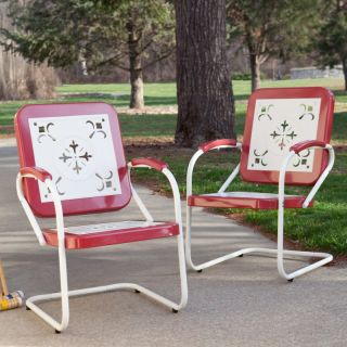 Pair of Paradise Cove Retro Metal Arm Chairs in Red   CWR332