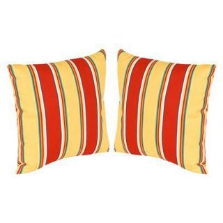 2 Piece Outdoor Toss Pillow Set   Yellow/Red Stripe 16