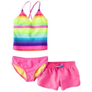 Xhilaration Girls Tankini Top, Swim Bottom and Short Set   Pink S
