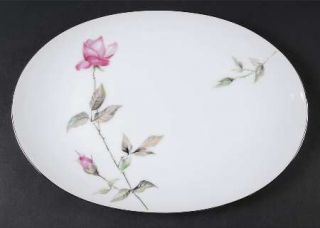Style House Dawn Rose 12 Oval Serving Platter, Fine China Dinnerware   Pink Ros