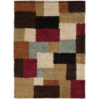 Meticulously Woven Contemporary Cali Multi Colored Geometric Shag Rug (53 X 73)