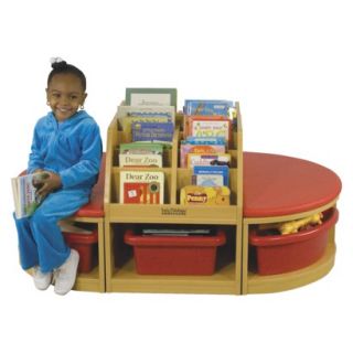 Kids Storage Unit ECR4Kids Reading Sectional Bench w/ 6 Storage Trays   Red