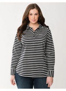 Lane Bryant Plus Size Striped popover shirt     Womens Size 14/16, Black