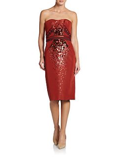 Sequined Silk Dress   Red