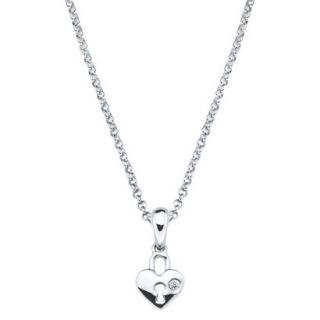Little Diva Sterling Silver Diamond Accent Heart Shape Lock Pendant Necklace  