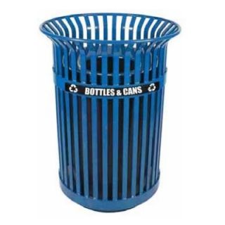 Witt Industries 36 Gallon Outdoor Slatted Metal Recycling Container, Blue Finish