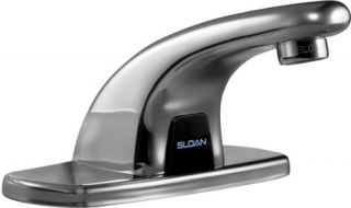 Sloan EBF6154BDM Bathroom Faucet, Optima Plus Battery Powered, Pedestal Automatic w/ Trim Plate amp; Mechanical Mixing Valve Chrome