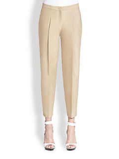 Burberry London Cropped Pleat Front Pants   Honey