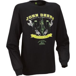 John Deere Service Department Long Sleeve Tee   Black, XL, Model# 1301 1405BK